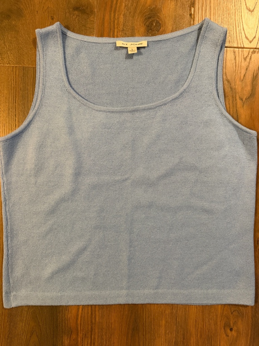 St. John Blue Knit Top with Scoop Neck